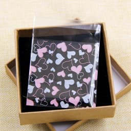 2Size 100PCS Heart/Flower Candy &Cookie Plastic Bags Self-Adhesive DIY Biscuits Snack Package Birthday Decor Baking Supplies