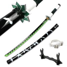 Anime Katana 104cm Giyuu Blue Role-playing Weapons Props with Sword Holder and Belt 1: 1 Replica Japanese Samurai Sword