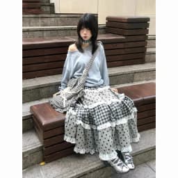 Elegant Retro Plaid Wave Point Skirts Lace Patchwork Ruffles A-line Skirt for Women Harajuku All-match Falda Sexy Mujer