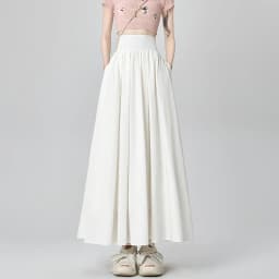 Solid Color Suit Skirt High Waist Medium Length Pleated Skirt Fashionable Versatile A-line Umbrella Skirt Spring Summer New