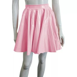 Plus Size Sweet Girl A-Line Goth Skirts Casual PVC Bottoms High Waist Faux Latex Slim Fit Mini Skirt Women Solid Sexy Club Skirt