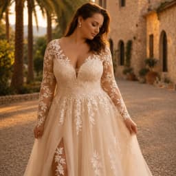 Customized Off White Plus Size Wedding Dress Maternity V Neck Tulle Lace Appliques Long Sleeves Split Bride Gowns Bridal Dress
