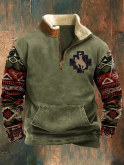 Spring Autumn New Men Wool Collar Half-zipper Hoodies Sweatshirts Print Casual European American Trend Jacket Long-sleeved Tops