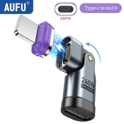 AUFU 240W Magnetic Type C to Lightning Adapter 16Pin USB-C to Type-C Fast Charge USB C Female Converter for iPhon Xiaomi Macbook