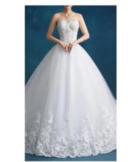 High Quality See Through Sexy Strapless Lace Up Wedding Dresses 2024 Ball Gowns Vestidos De Novia Plus Size Customized
