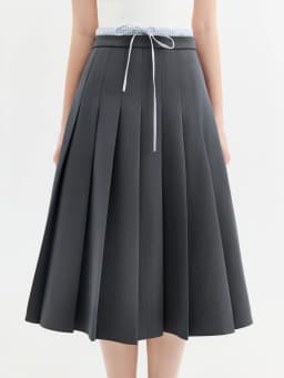 FSLE 2026 Autumn New Arrival Women's Plaid Spliced High-Waisted A-Line Skirt Elegant Blazer Style Pleated Skirt OL style Skirts