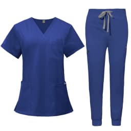 Short Sleeve V-neck Tops+jogger Pants Set Scrubs Uniform Suit Nursing Uniform Women Multicolor Pet Doctor Scrub Medical Workwear