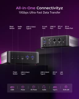 Peladn WO7 MiniPC AMD Ryzen™ 5 6600H (6 Cores,Up to 4.5 GHz) AMD Radeon™ 660M 16GB LPDDR5 512GB SSD WIFI 6 BT5.3 Support Dual Gigabit LAN Triple-Display 4K@60Hz Output Windows 11 pro Computer