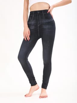 Autumn Winter 1PACK Women's Black Nine Cent Imitation Cowboy Sexy Tight Legging Casual Sports Elegant Fitness Yoga Pants
