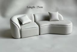 Doll house sofa furniture model simulation double leather sofa Miniature Furniture Armchair Sofa Footstool Doll Decor Toy