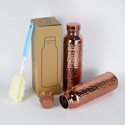 800ML Stainless Steel Electroplated Copper Water Bottle One-Click Open Lid Hammer Pattern Bottle Sports Water Bottle