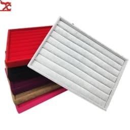 35X24X3Cm Flannel Jewelry Tray 100 Digit Ring Display Storage Jewelry Display Props Ring Trays Dedicated Dustproof Plastic Cover
