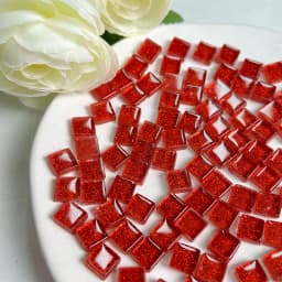 Mosaic Tiles for Crafts Blue Shine Assorted Color 50pcs Glass Glitter Mosaic Supplies Pieces Bulk Square Shape Home Decoration