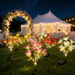 7-head Solar Orchid Lawn Lamp, Artificial Flower Lights for Patio Garden Christmas Wedding Decoration LED Solar Ground Lights