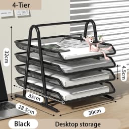 Sliding Paper Tray Organizer Metal Mesh Desktop File Storage Rack Document Letter Holder for Office Home School Classroom