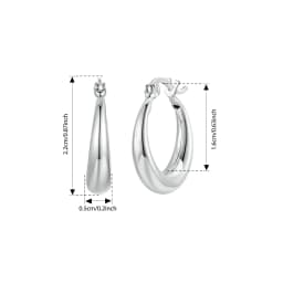 BAMOER White Gold Plated Hoop Earrings Chunky Earring with 925 Sterling Silver Ear Buckles Punk Women Hypoallergenic Ear Jewelry