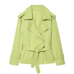 Women's Coat 2026 Autumn New Style Solid Color Long Sleeve Belted Short Trench Coat European and American Personalized Fashion