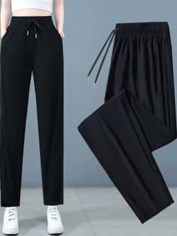 Summer Hit Thin Ice Silk Sports Pants Women's Casual Straight Leg High Waist Quick Dry Elasticity Air Conditioned Loose Fit