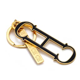 CH Shape Enamel Keychain Gold Tone Metal Car Key Holder Unisex Fashion Bag Charm Luxury Accessory Pendant Keyring