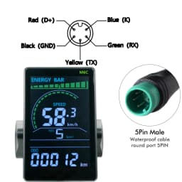 (Custom)UART2 Electric Bike Bicycle LCD Display Meter SM/Waterproof Connection Plug Ebike Intelligent Display