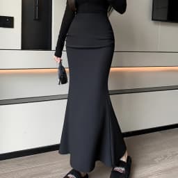 Elegant Fishtail Long Black Skirts Women 2026 High Waist Streetwear Y2k Clothes Korean Style Slim Office Lady Harajuku Mid Skirt