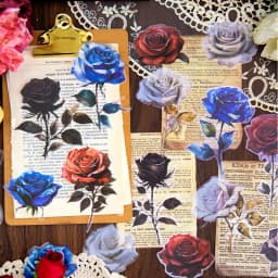 10 pcs/pack Large size rose Stickers Decorative Stick Labels Diary Album Scrapbooking material DIY junk journal supplies