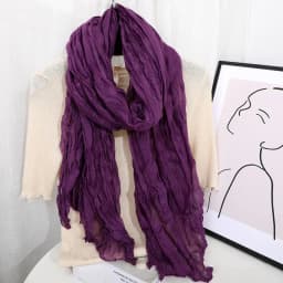 Solid Color 180*90cm Cotton Linen Scarf Retro Autumn Winter New Warm Silk Pleated Retro Thin Long Strip Shawl Men and Women's