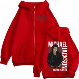 Michael Jackson King of Pop Bad World Tour Zipper Hoodies Men Women Hip Hop Street Zip Up Sweatshirts Fleece Loose Jacket Hoodie