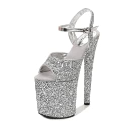 SDTRFT Women's Shoes 20cm Sexy Platform Sequined Decoration 8 Inch Stilettos Banquet Nightclub Pole Dancing Model Party Sandals
