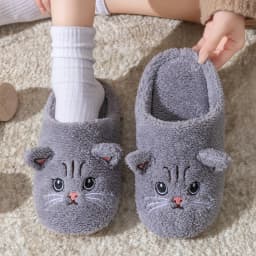 Non-Slip Soft Plush Cat Slippers for Women Men Unisex Warm Fleece House Slippers Indoor Floor Shoes Autumn Winter Home Comfort
