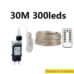 100M 200M LED String Lights Silver Wire Fairy Lights Christmas Garland For Outdoor Street New Year Tree Wedding Party Decoration
