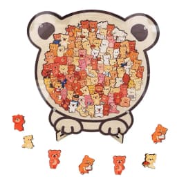 Cartoon Bear Jigsaw Puzzle Desktop Ornament Creative And Adorable Cat And Dog Colourful Wooden Decorative Figurines Home Decor