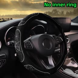 Cow Check-Patterned Sunflower Cherry Blossom Flower Fabric Print Car Without Inner Ring Steering Wheel Cover 38CM Women's