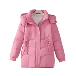 Korean Trend Women's Solid Color Long-sleeved Versatile Zipper Jacket Winter New Holiday Hooded Loose Warm Thickened Coat