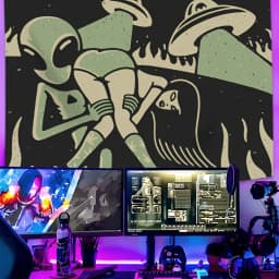 VIKAMA Sci-Fi Alien-Themed Tapestry Cartoon Alien Motifs Suitable for Living Room, Bedroom, and Gaming Room Decor