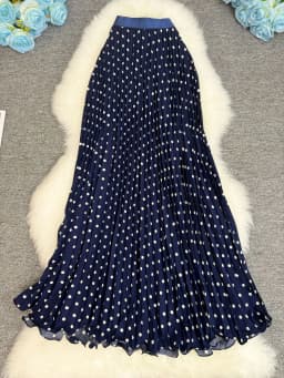Polka Dot Print High Elegant A-line Pleated Long Skirt For Women 2025 Spring autumn Office Lady Casual Leopard Skirts