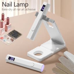 LED UV Nail Lamp with Stand Handheld UV Light with LCD Display for Gel Nails Rechargeable USB Nail Dryer for Fast Curing