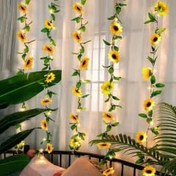 LED Artificial Green Rattan Leaf Fairy Lights String Battery Powered Wedding Garland Ramadan Outdoor Garden EID Room Decoration