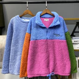 Warmth Thick Long Plush Women's Sleepwear Half Zipper Embroidered Coral Fleece Patchwork Home Clothes Polyester Fiber Long Sl...