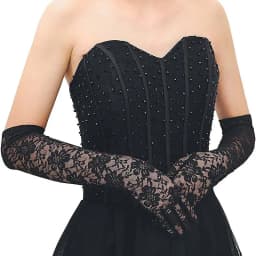 40cm Black White Y2 Cosplay Gloves Sexy Elasticity Transparent Lace Mesh Gloves Summer Fashion Elegant Women Long Driving Gloves