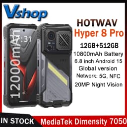 HOTWAV Hyper 8 Pro Rugged Phone 12GB+512GB 6.8 inch 120Hz  Android 15 MediaTek MT8791 Dimensity 7050 Octa Core 5G NFC Smartphone
