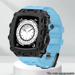 Luxury Modification Kit for Apple Watch Band 44mm 45mm Metal Zinc Alloy Case Cover Silicone Strap for IWatch Series 9 8 7 6 5 SE