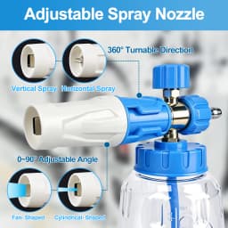 Foam Cannon Foam Generator 1L, Foam Blaster Wide Neck Adjustable Snow Foam Lance for Pressure Washer with 1/4" Quick Connector