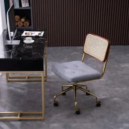modern Simple Office Chair Home Comfortable Computer Chair Office Chairs for Bedroom Rattan backrest Chair Retro Swivel Chair