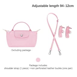 1set Bag Leather Strap For Longchamp Universite Mini Bag Shoulder Strap New Gray Mini Bag Punch-free Modification Accessory
