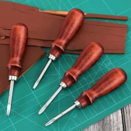 1.0/1.2/1.4/1.6mm Leather Edge Beveler Skiving Beveling Knife Cutting Hand Craft Tool with Wood Handle DIY Sewing Tools