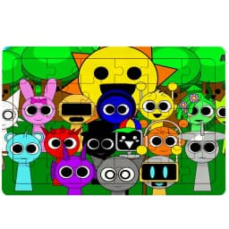 30pcs Sprunkis Multi-Character Themed Jigsaw Puzzle Family Birthday Party Puzzle Educational Learning Toys Gift for Birthdays