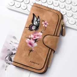 Butterfly Flower Women's Long Wallet Features Multiple Card Slots A Coin Pocket and Cell Phone Pouch Perfect Gift for Women