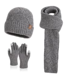 3pcWinter Knitted Hat Scarf Gloves Set for Women Men Cold Proof Ear Protection Scarf Warm Skullies Beanie Outdoor Cycling Skiing