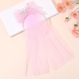 Cute Princess Wedding Veil Headband With Crown Large Meah Bow Hair Hoop Sweet Birthday Party Hair Band Costume Hair Accessories